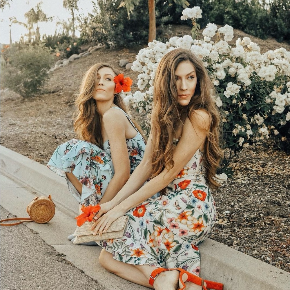 Cooper St. Light Blue Floral Midi Dress